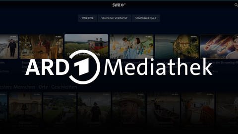 Das Logo der ARD Mediathek und dahinter ein Bild der Startseite