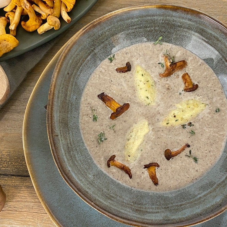 Pilzcremesuppe mit Thymian-Quarknocken (Foto: SWR)