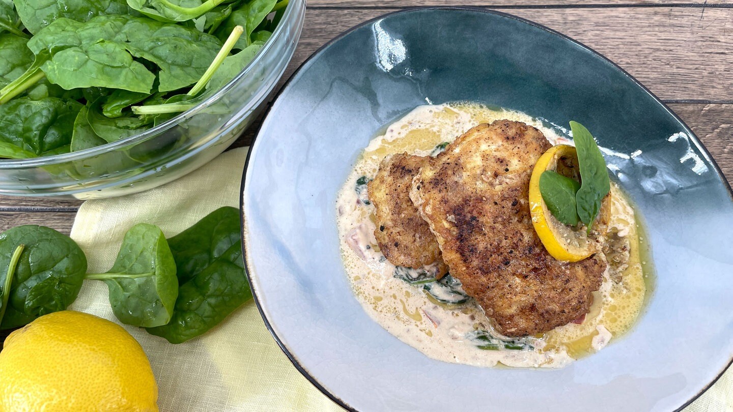 Rezept: Kabeljau in Eihülle mit Schmand-Spinat - Rezepte - ARD-Buffet - TV