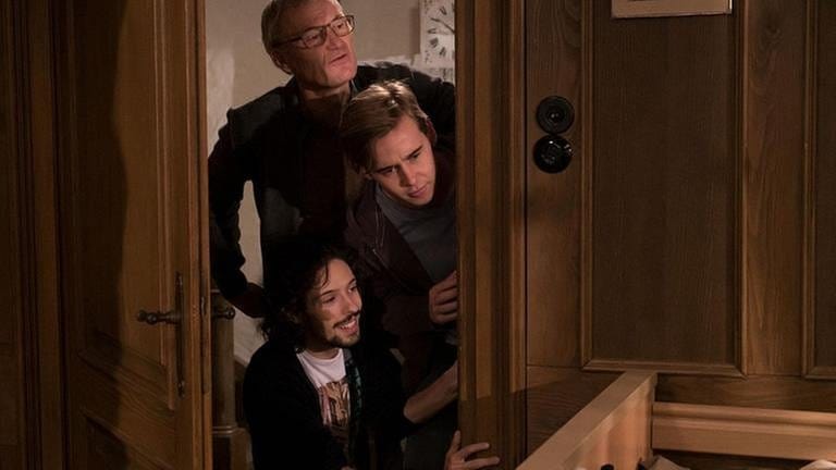 Karl, Sebastian und Albert spickeln ins Wohnzimmer (Foto: SWR, SWR/Stephanie Schweigert -)