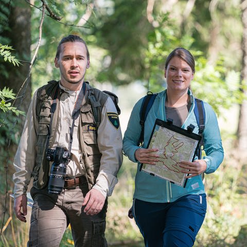 Sebastian und Susanne durchstreifen den Wald (Foto: SWR, d:light / Christian Koch)