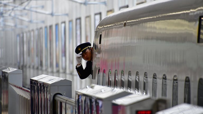 Ein Shinkansen Hochgeschwindigkeitszug fährt aus (Foto: SWR, Harald Kirchner)