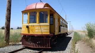 Straßenbahnwagen auf der Strecke des Western Railway Museums (Foto: SWR, Hagen v. Ortloff)