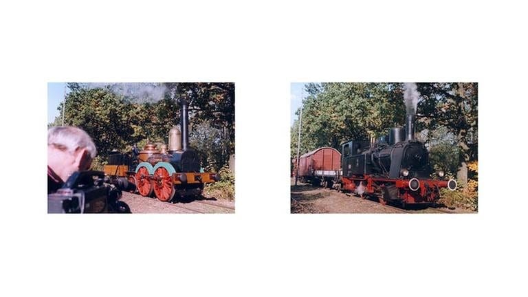 (v.l.): Saxonia, die erste in Deutschland gebaute Lokomotive ; Lok 1 Dampfbahn Fränkische Schweiz (Foto: SWR, SWR -)