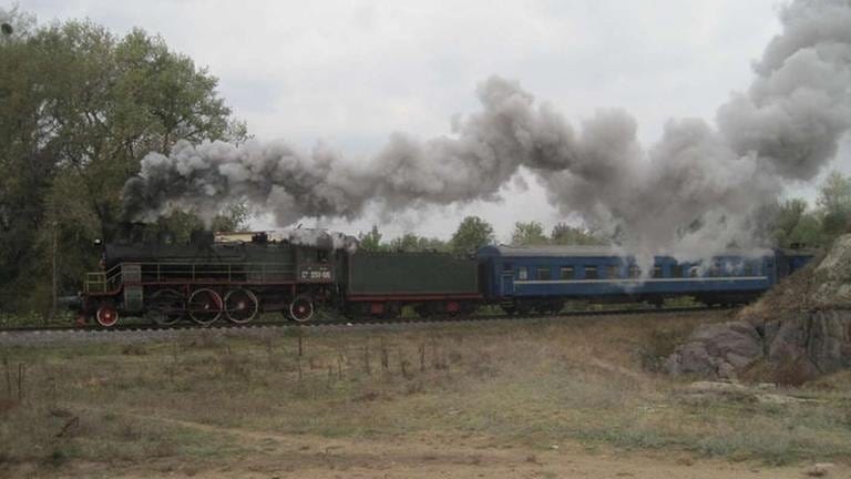 Die Lok der Baureihe SU ist eine von noch acht betriebsfähigen Dampfloks im Land. Sie gehört einem Privatmann, das Personal stellt der Eisenbahnverein. (Foto: SWR, SWR - Susanne Mayer-Hagmann)