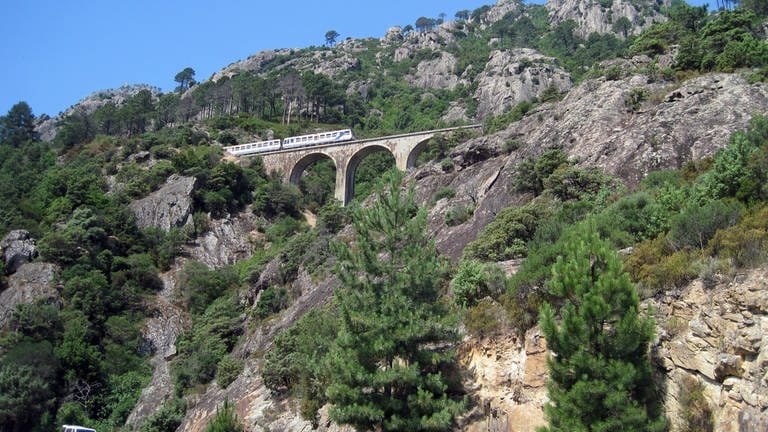 Viadukt zwischen Venaco und Vivario, eine Strecke mit Nervenkitzel. (Foto: SWR, Susanne Mayer-Hagmann)