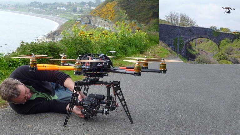 Bei den Dreharbeiten in Irland. Eine Kamera wird in die Luft geschickt. (Foto: SWR, SWR)