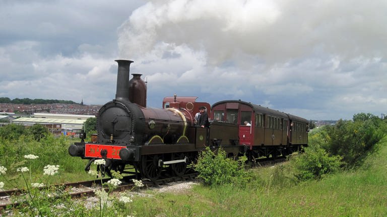 Gastlok "Furness Railway No. 20", die älteste betriebsfähige Normalspurlok in Großbritannien, gebaut 1863.