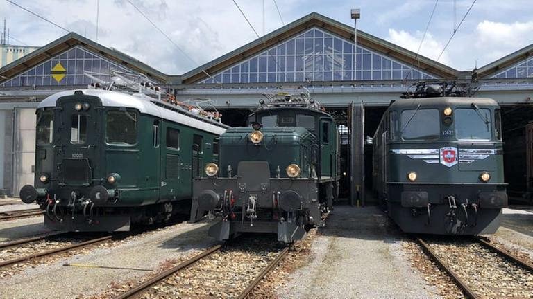 Fahrzeuge der SBB Historic im Bw Olten. Mit der Inbetriebnahme der Hauensteinstrecke wird Olten zum Betriebsmittelpunkt der Schweizerischen Eisenbahnen. (Foto: SWR, SWR - Alexander Schweitzer)