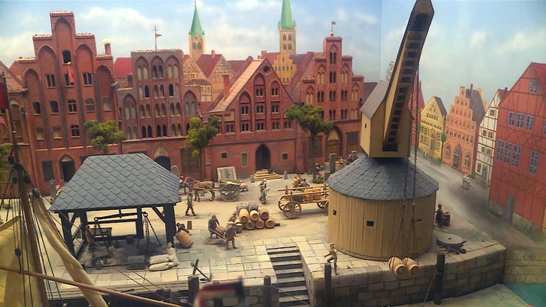 Der Hamburger Hafen vor einigen Jahrhunderten. Dieses Modell steht im Museum für Hamburgische Geschichte. (Foto: SWR, Andreas Stirl)