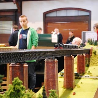 Der Kübelbachviadukt im Modell von im Maßstab 1:100, gebaut von Gerd Helmling und den beiden Jugendlichen Fabian und Simon. (Foto: SWR)