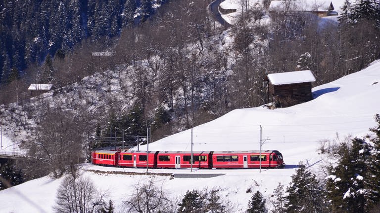 Zug der Chur-Arosa-Bahn vor Peist (Foto: SWR)