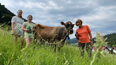 Urlaub auf dem Bauernhof pur Begegnung mit der zahmen Kuh Mareike.  (Foto: SWR)