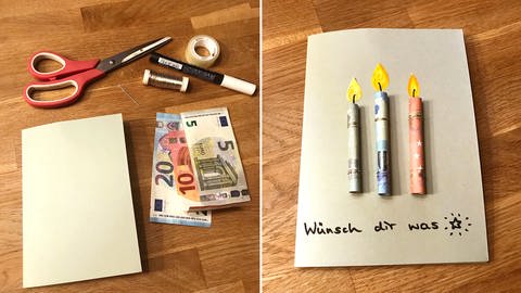 Geschenkverpackung Kerze als Geldgeschenk (Foto: Karolin Happel)