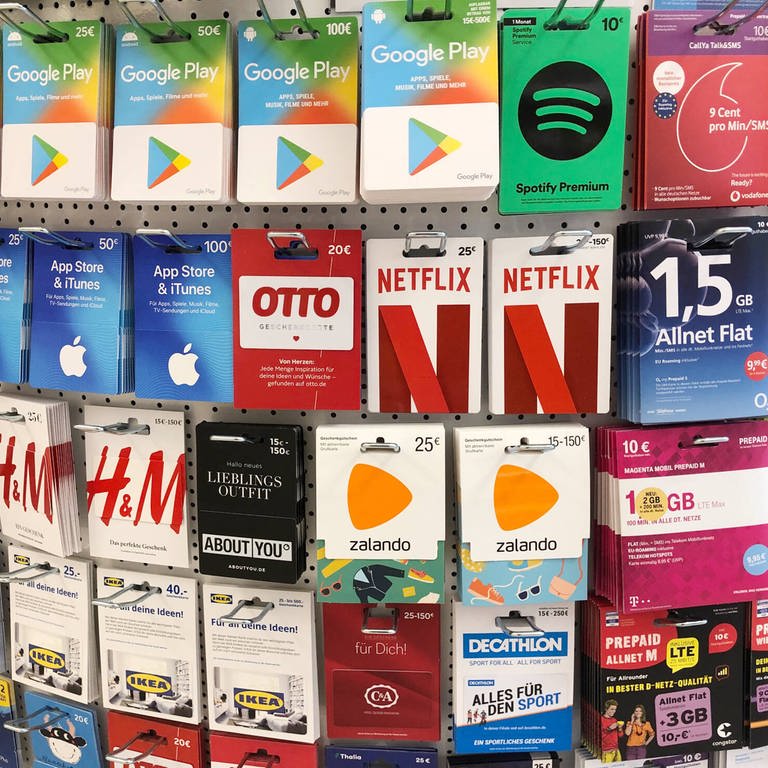 digitale Gutschein im Handel - netflix, Amazon, Apple, Paysafe und weitere Auswahl (Foto: IMAGO, HJS)