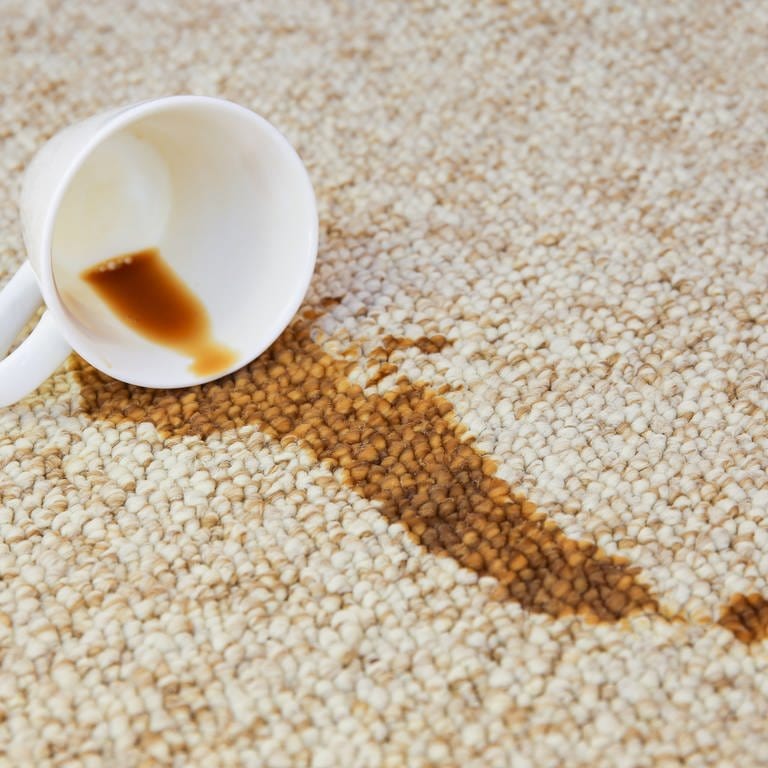 Umgestürzte Kaffeetasse auf Teppich: Tipps, um die Flecken zu entfernen.