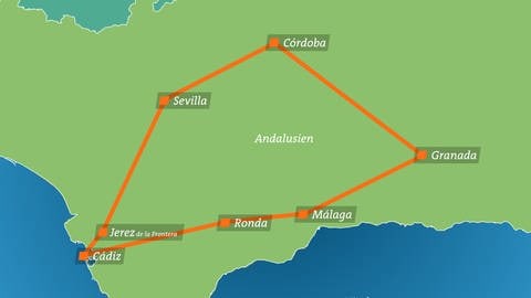 Reisetipp Andalusien - Spaniens beeindruckender Süden - Karte Rundreise (Foto: SWR)