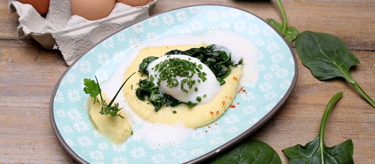 Onsen-Ei mit Blattspinat und Kartoffelpüree (Foto: SWR, SWR - SWR)