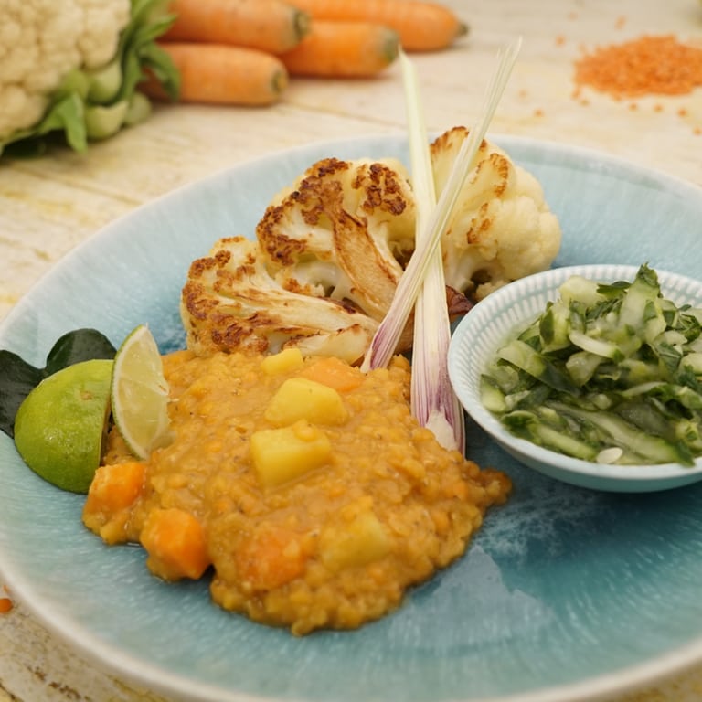 Gebratener Blumenkohl mit Linsen-Curry