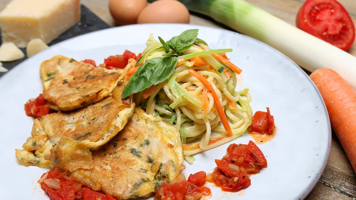 Schnitzel mit Spaghetti und Gemüse (Foto: SWR)