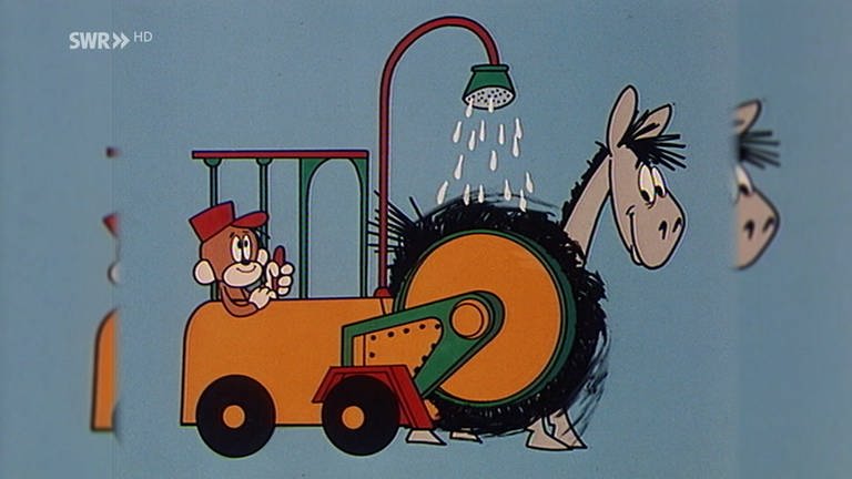 Äffle wäscht Pferdle mit einem umgebauten Traktor (Foto: SWR)