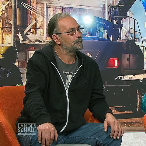 Bernd und Bianca Hörtling im Landesschau Studio im Interview mit Moderator Jürgen Hörig