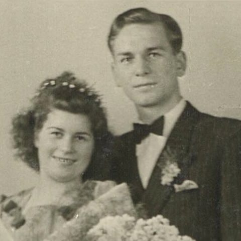 Das schwarzweiße Hochzeitsfoto von Egon und Alice Storz
