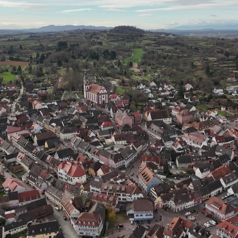 Stadt Ettenheim von oben.