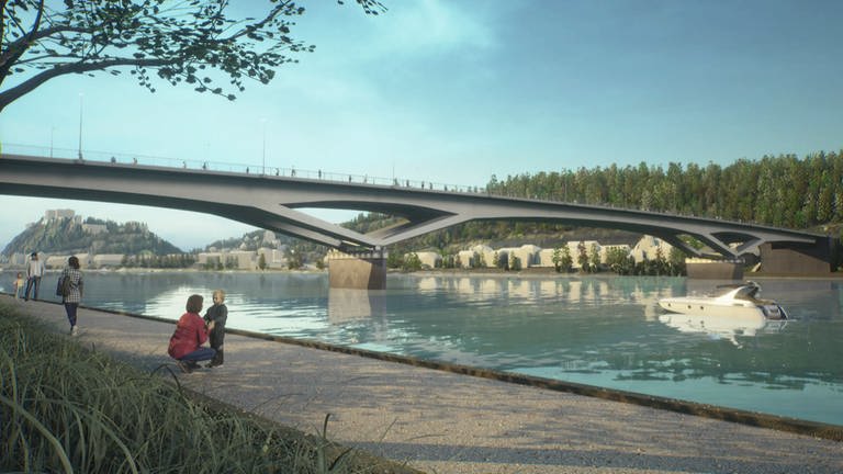 Modell der neuen Pfaffendorfer Brücke (Foto: SWR)