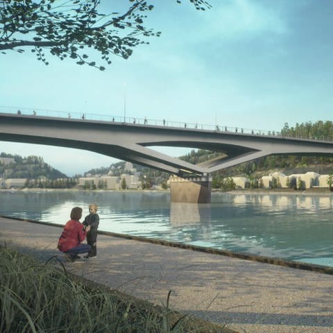 Modell der neuen Pfaffendorfer Brücke
