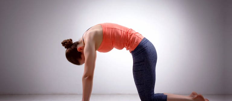 Frau in Gymnastik-kleidung macht Rückenübung (Foto: SWR)