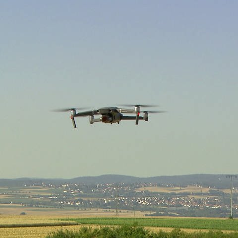Drohne schwebt vor Landschaftspanorama (Foto: SWR)