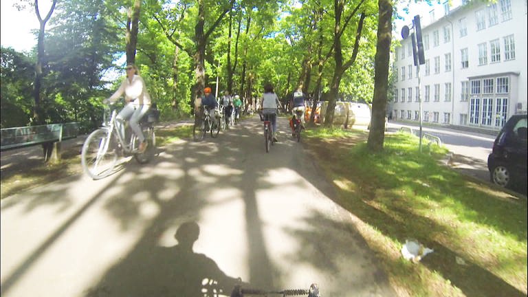 Radweg mit zahlreichen Radfahrern auf der Strecke (Foto: SWR)