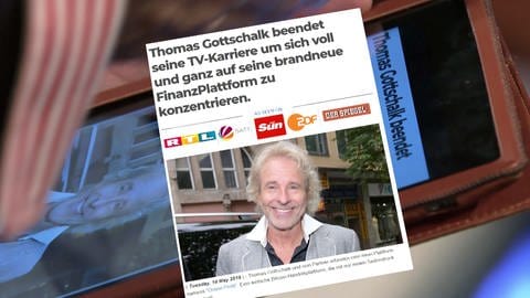 Artikel mit Thomas Gottschalk als Finanzvermittler und E´Werbeträger - gefälschte Information. (Foto: SWR)