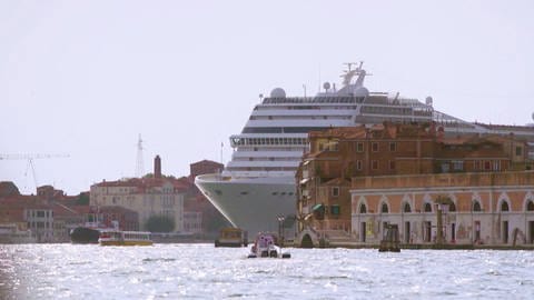 Kreuzfahrtschiff in der Lagune von Venedig (Foto: SWR)