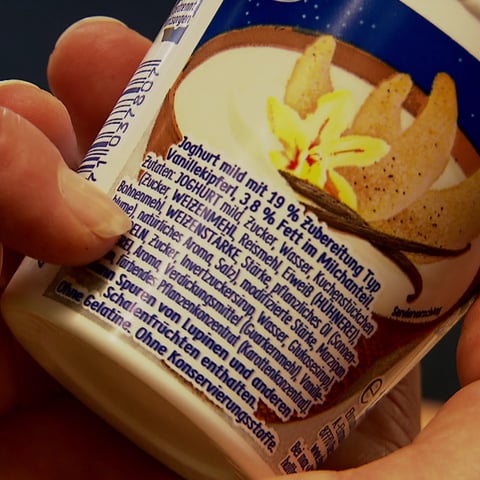 Liste der Inhaltsstoffe in aromatisiertem Joghurt (Foto: SWR, SWR)