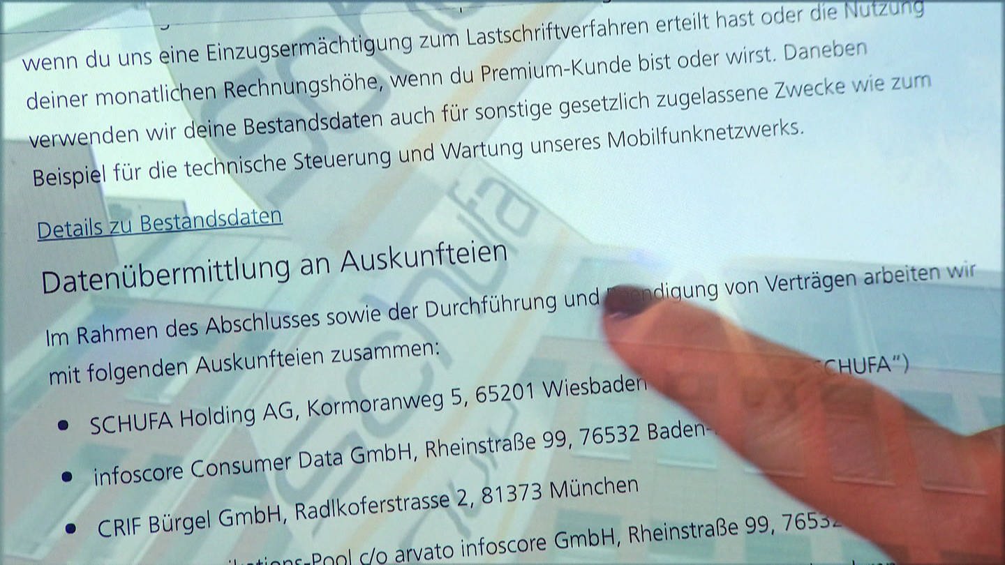 Auskunftsvereinbarung - Formular zur Datenübermittlung an die Schufa (Foto: SWR)