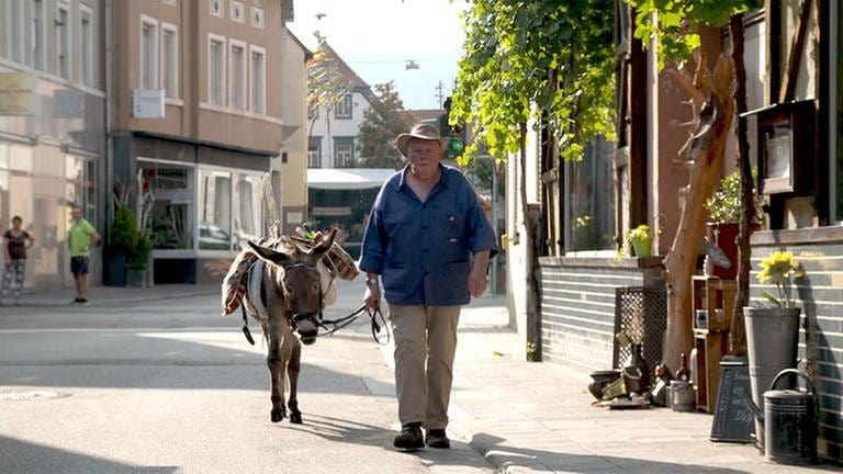 Reinhold Wiedemann mit seinem Esel (Foto: SWR, SWR -)