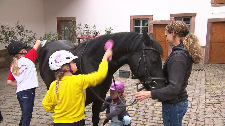 Hierzuland Krähenberg Kinder mit Pferd (Foto: SWR)