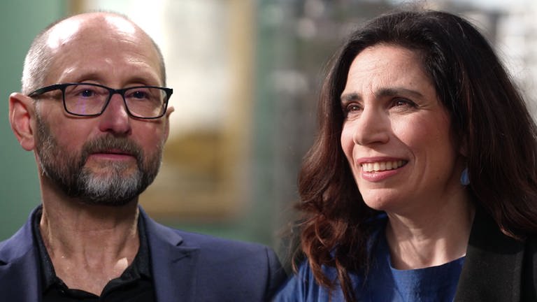Heinrich Steinfest und Dana Grigorcea bei der Sendung 'lesenswert' (Foto: SWR)