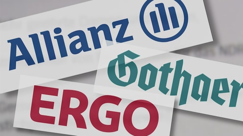 Die Logos der ERGO, Allianz und Gothaer Versicherungen. (Foto: SWR)