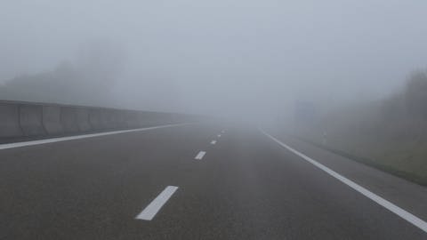 Eine im Nebel kaum zur erkennende Straße (Foto: dpa Bildfunk, Picture Alliance)