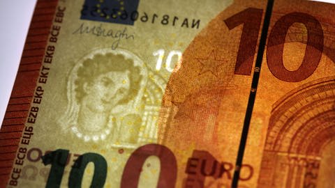 Das Wasserzeichen einer neuen Zehn-Euro-Banknote, wie sie seit 2014 im Umlauf sind. (Foto: dpa Bildfunk, picture alliance / dpa | Oliver Berg)