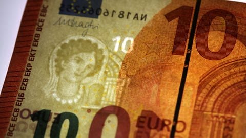 Das Wasserzeichen einer neuen Zehn-Euro-Banknote, wie sie seit 2014 im Umlauf sind.