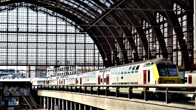 Die oberste Gleisebene in Antwerpen Centraalstation gehört ganz dem Regional- und Nahverkehr.