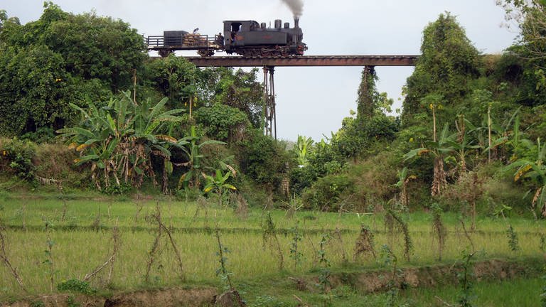 Bei der indonesischen Staatsbahn ist die Dampfzeit schon lange vorbei. Im Bahnhof in Surakarta - kurz Solo - hat sich aber dieses Kleinod noch bewahren können.