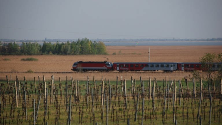 So beschaulich die Landschaft wirkt, auf der Hauptbahn von Sopron nach Györ und Budapest ist viel Betrieb.
