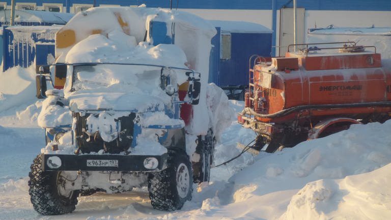 Auf der russischen Polarhalbinsel Jamal herrschen im Winter Temperaturen von bis zu minus 50° Celsius.
