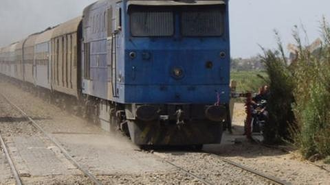 Einer der unzähligen Züge rast durchs Nildelta