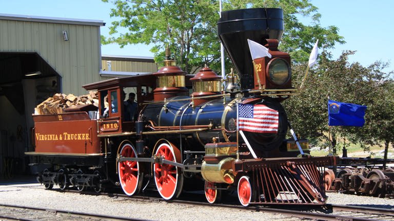 Die 140 Jahre alte Dampflok Inyo im Nevada State Railroad Museum.